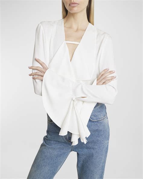 givenchy ruffle blouse|Givenchy 4G Logo Silk Ruffle Blouse .